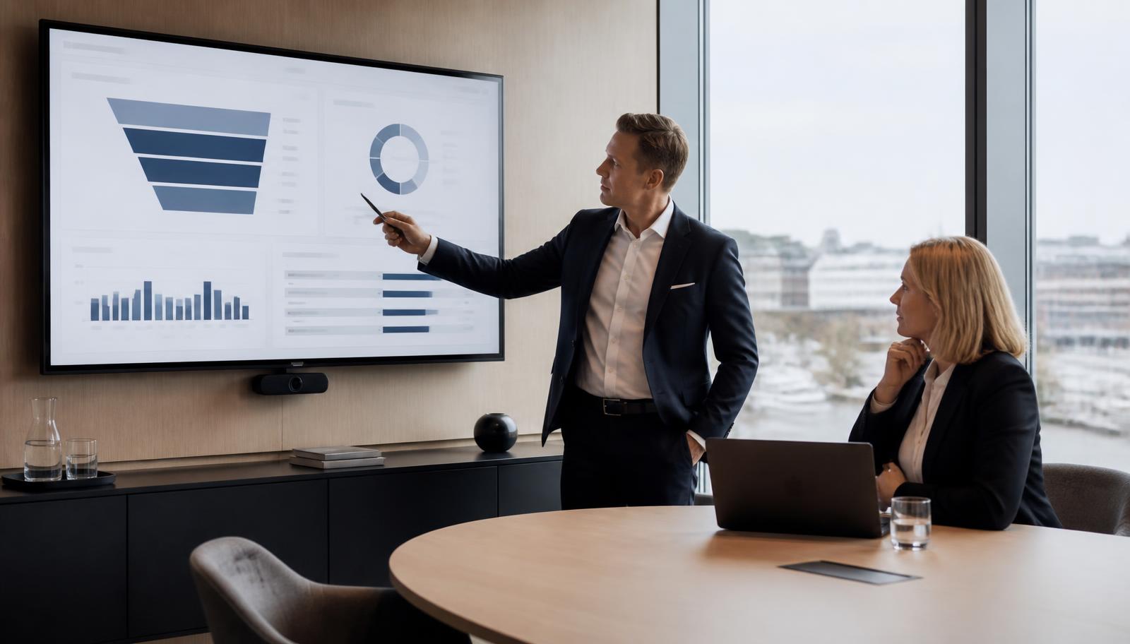 B2B-myynti käytännössä: myyntijohtaja esittelee B2B-myyntiprosessin mittarit johtoryhmälle